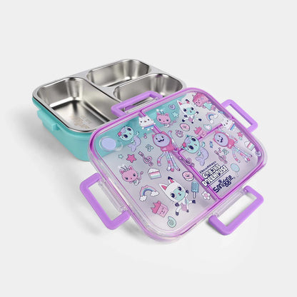 Smiggle Stainless Steel 3 Compartment Lunch Box for Kids - Gabby Dollhouse