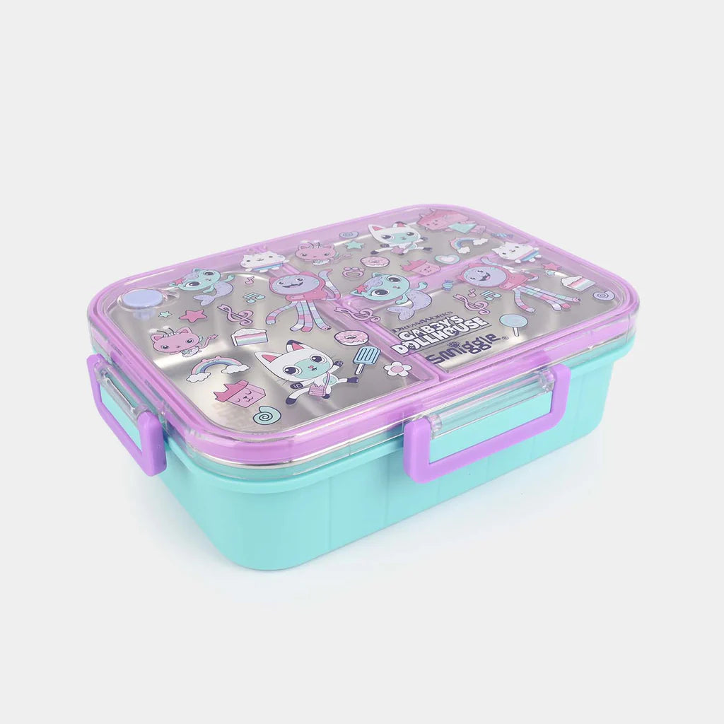 Smiggle Stainless Steel 3 Compartment Lunch Box for Kids - Gabby Dollhouse