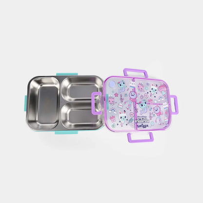 Smiggle Stainless Steel 3 Compartment Lunch Box for Kids - Gabby Dollhouse