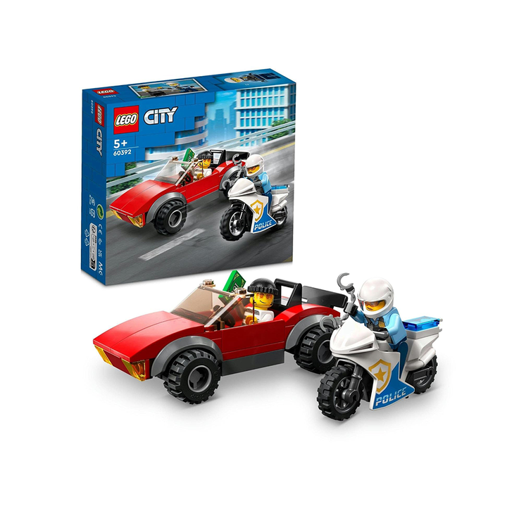 LEGO City Police Bike Car Chase 60392 Building Toy Set (59 Pieces)