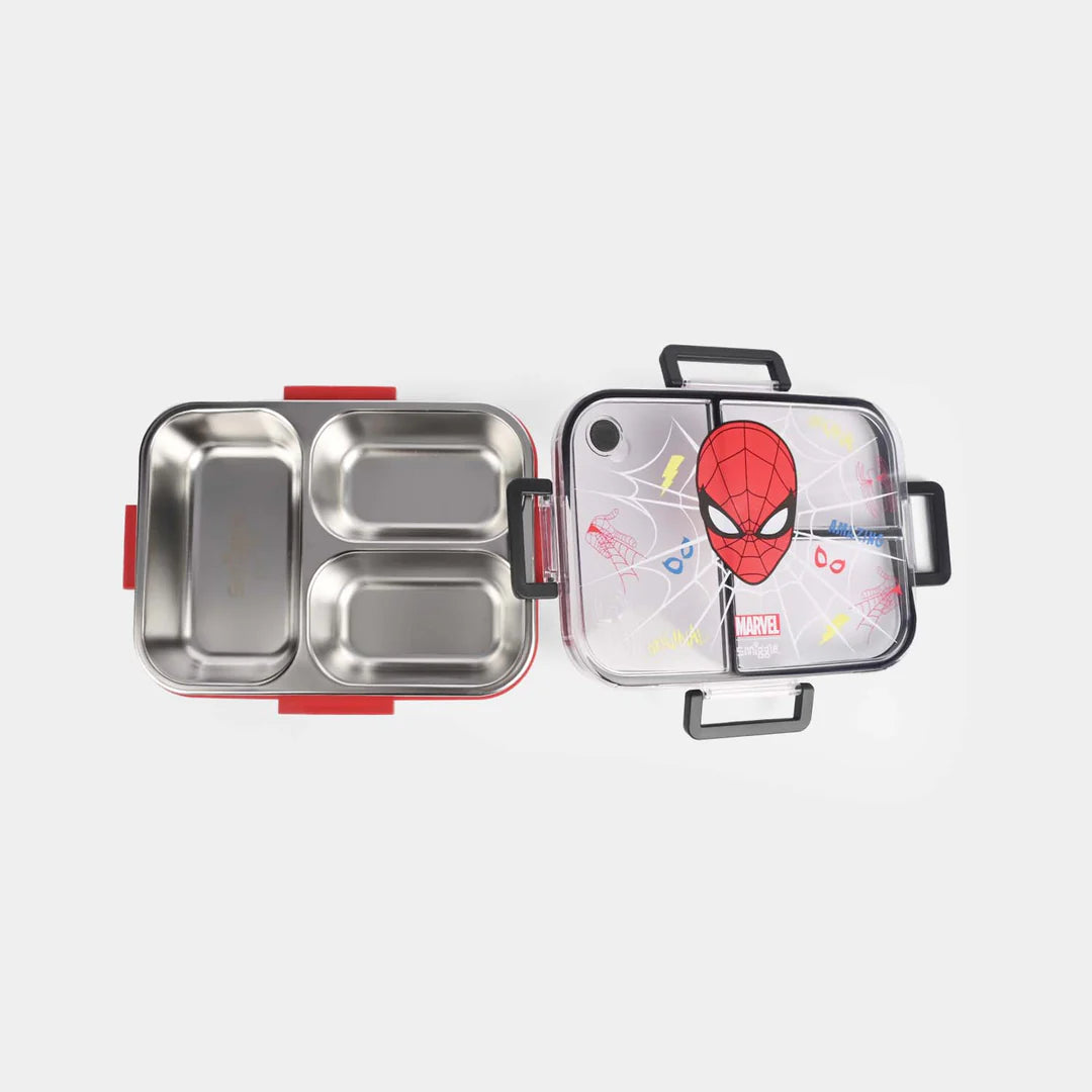 Smiggle Stainless Steel 3 Compartment Lunch Box for Kids - Spider Man