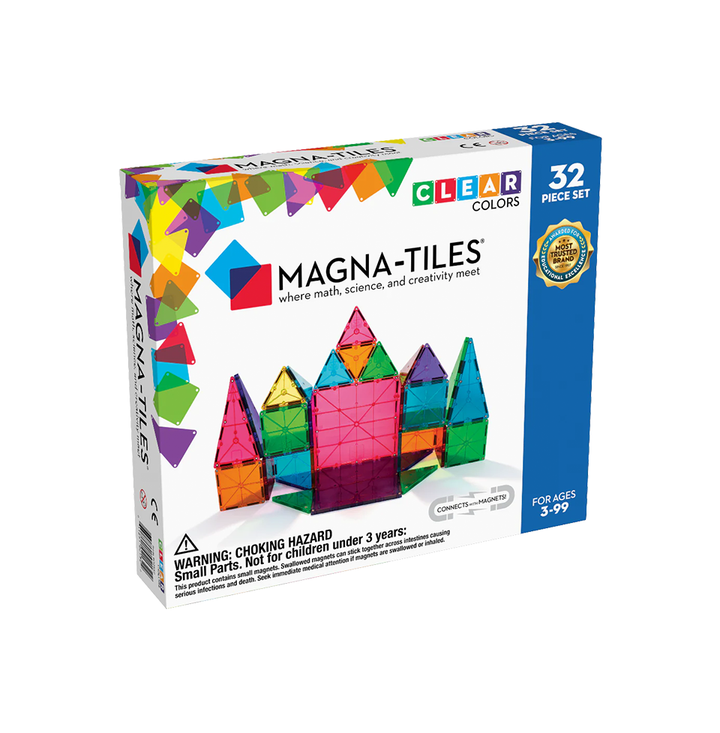 Magna Tiles Magnetic Building Toys, Clear Colors Set, Multi Color (32 Pieces)