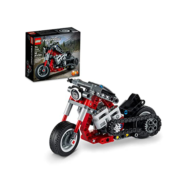 LEGO Technic Motorcycle 42132 Model Building Kit; Give Kids a Treat with This Motorcycle Model; 2-in-1 Toy for Kids Aged 7+ (160 Pieces) (Red and Black)