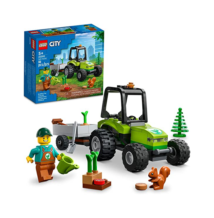 LEGO City Park Tractor 60390, Toy with Trailer for Kids Ages 5 Plus, Farm Vehicle Construction Set with Animal Figures and Gardener Minifigure, Gift Idea