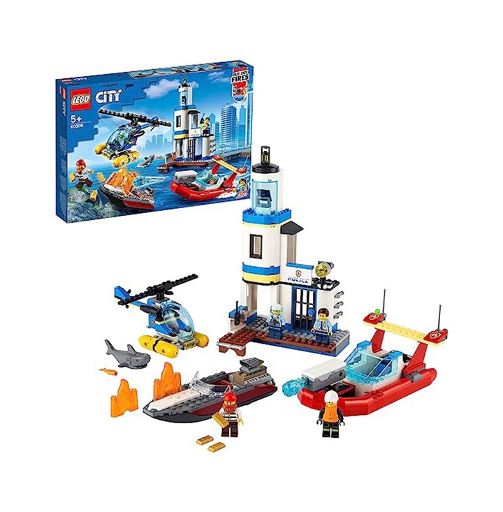 LEGO City Seaside Police and Fire Mission 60308 Building Kit (298 Pieces)