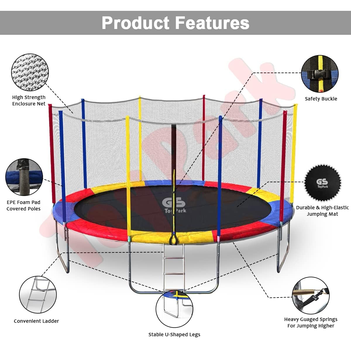 Toys Uncle 16 Feet  Rainbow Deluxe Trampoline