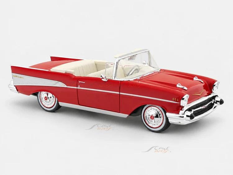 Maisto 1957 Chevrolet Bel Air Convertible Red 1:18 Diecast Model Car