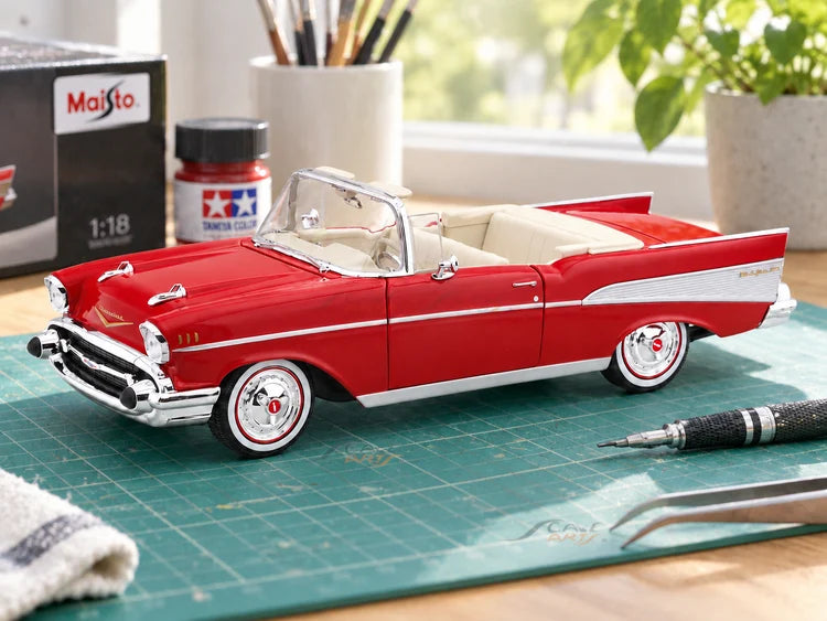 Maisto 1957 Chevrolet Bel Air Convertible Red 1:18 Diecast Model Car