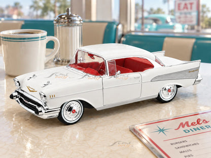 Maisto 1957 Chevrolet Bel Air Coupe White 1:18 Diecast Model Car