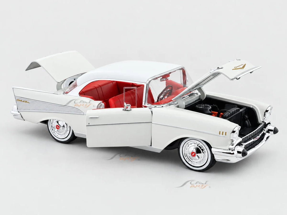 Maisto 1957 Chevrolet Bel Air Coupe White 1:18 Diecast Model Car
