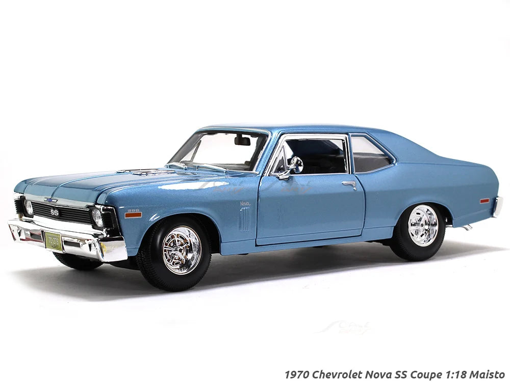 Maisto 1970 Chevrolet Nova SS Coupe Blue 1:18 Diecast Model Car