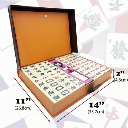 Premium American Mahjong Set – Oversized 36mm Engraved Tiles with English Letters & Arabic Numerals | Crocodile-Textured Travel Case, Dice & Dealer Button