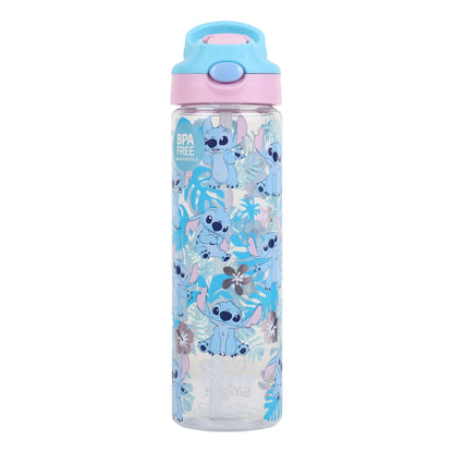 Smiggle 650ml Kids Water Bottle with Flip Straw, Leak-Proof Lid & Carry Handle – Stitch