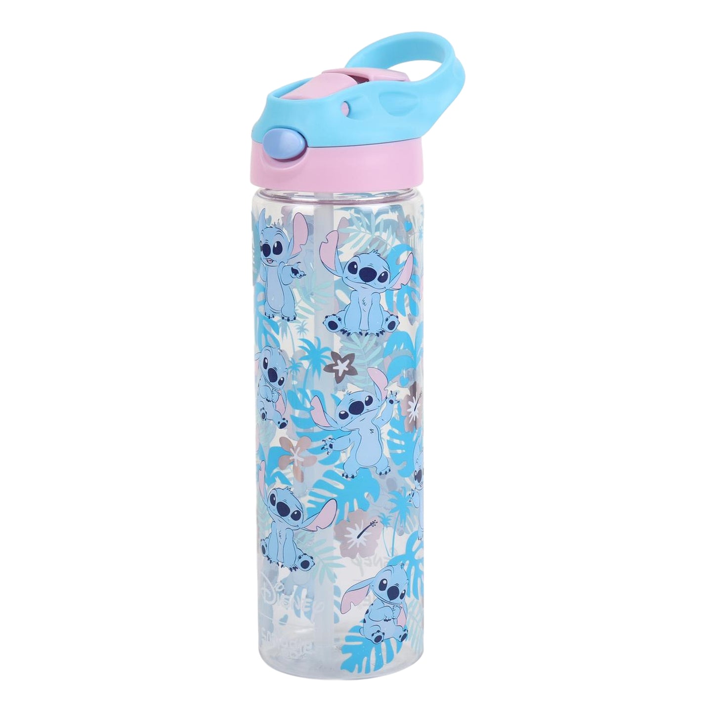 Smiggle 650ml Kids Water Bottle with Flip Straw, Leak-Proof Lid & Carry Handle – Stitch