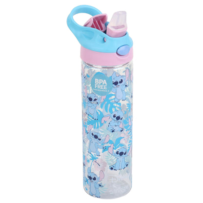 Smiggle 650ml Kids Water Bottle with Flip Straw, Leak-Proof Lid & Carry Handle – Stitch
