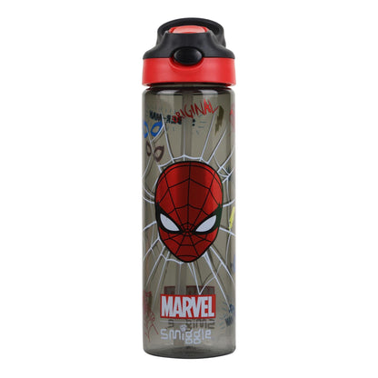 Smiggle 650ml Kids Water Bottle with Flip Straw, Leak-Proof Lid & Carry Handle – Spider Man
