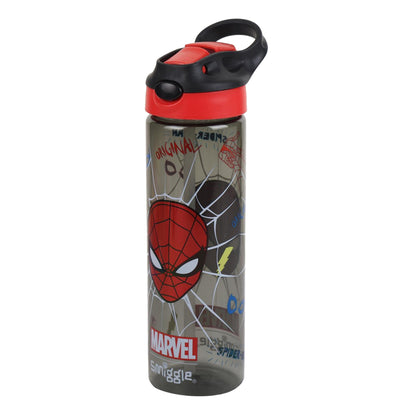 Smiggle 650ml Kids Water Bottle with Flip Straw, Leak-Proof Lid & Carry Handle – Spider Man