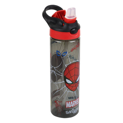 Smiggle 650ml Kids Water Bottle with Flip Straw, Leak-Proof Lid & Carry Handle – Spider Man