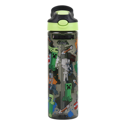 Smiggle 650ml Kids Water Bottle with Flip Straw, Leak-Proof Lid & Carry Handle – Minecraft