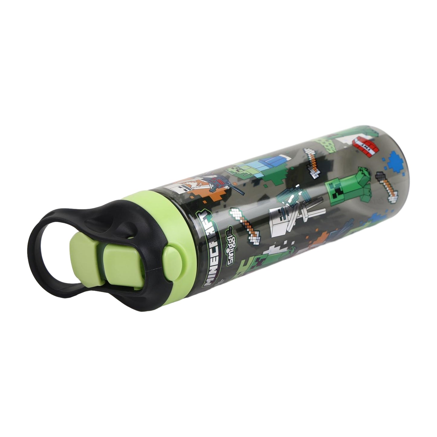 Smiggle 650ml Kids Water Bottle with Flip Straw, Leak-Proof Lid & Carry Handle – Minecraft