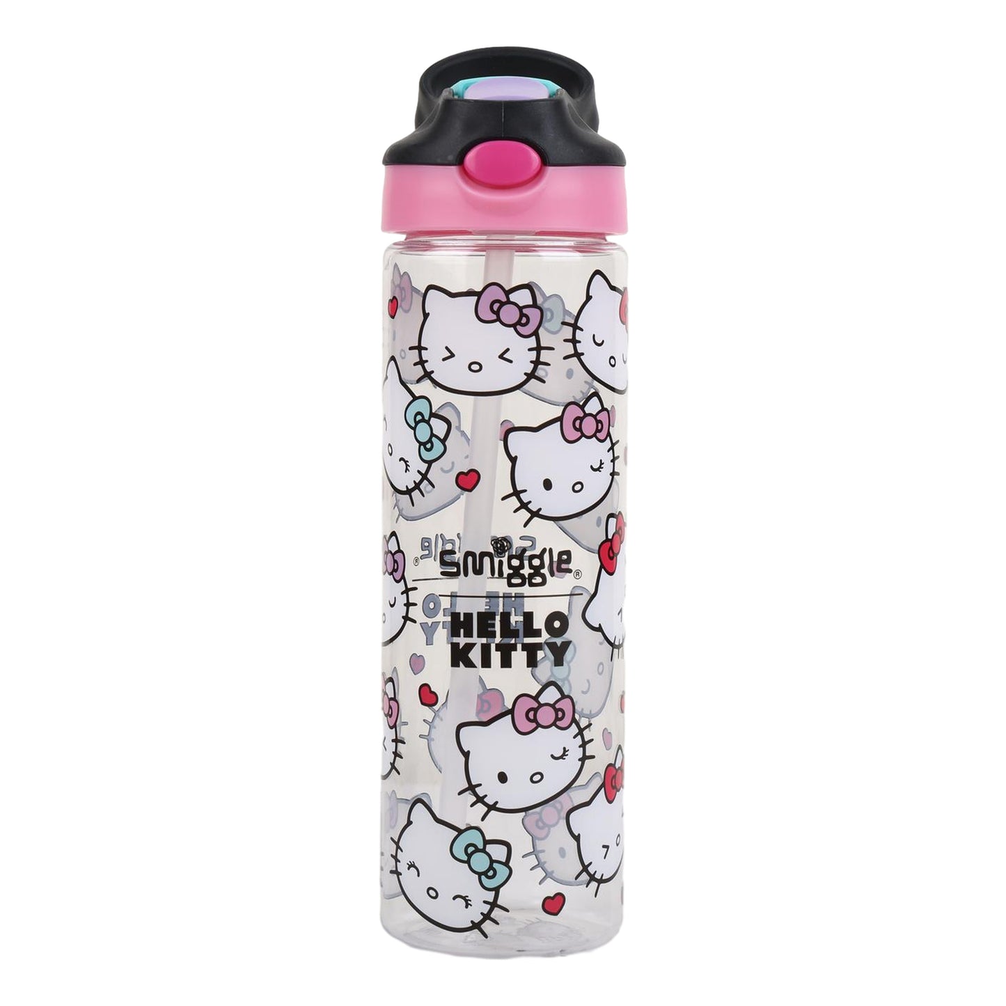 Smiggle 650ml Kids Water Bottle with Flip Straw, Leak-Proof Lid & Carry Handle – Hello Kitty