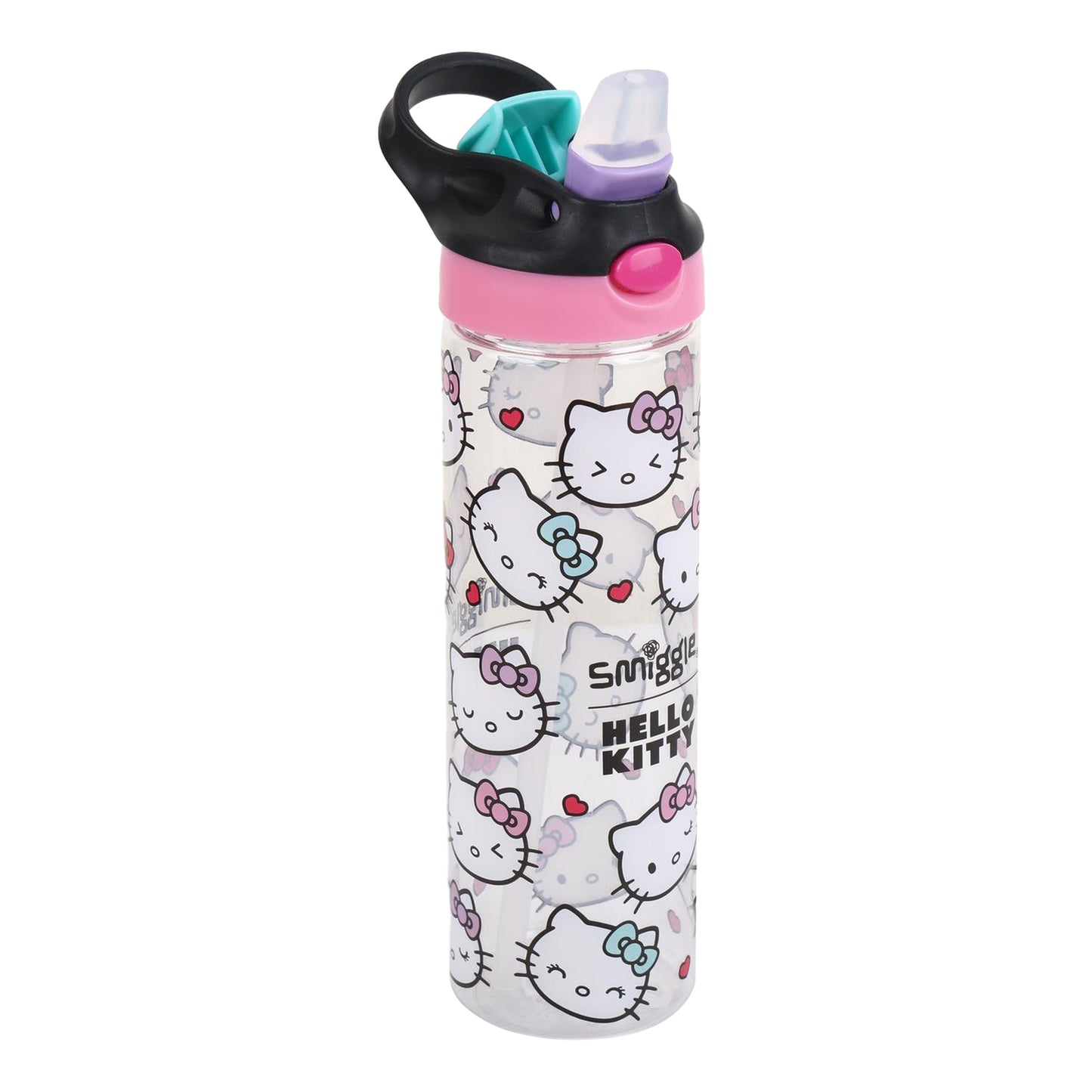 Smiggle 650ml Kids Water Bottle with Flip Straw, Leak-Proof Lid & Carry Handle – Hello Kitty