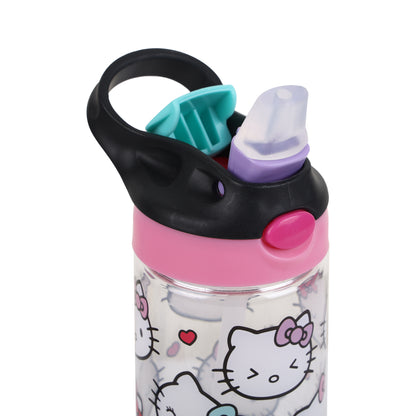Smiggle 650ml Kids Water Bottle with Flip Straw, Leak-Proof Lid & Carry Handle – Hello Kitty