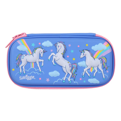 Smiggle Compact Hardtop Pencil Case for Kids - Unicorn Blue