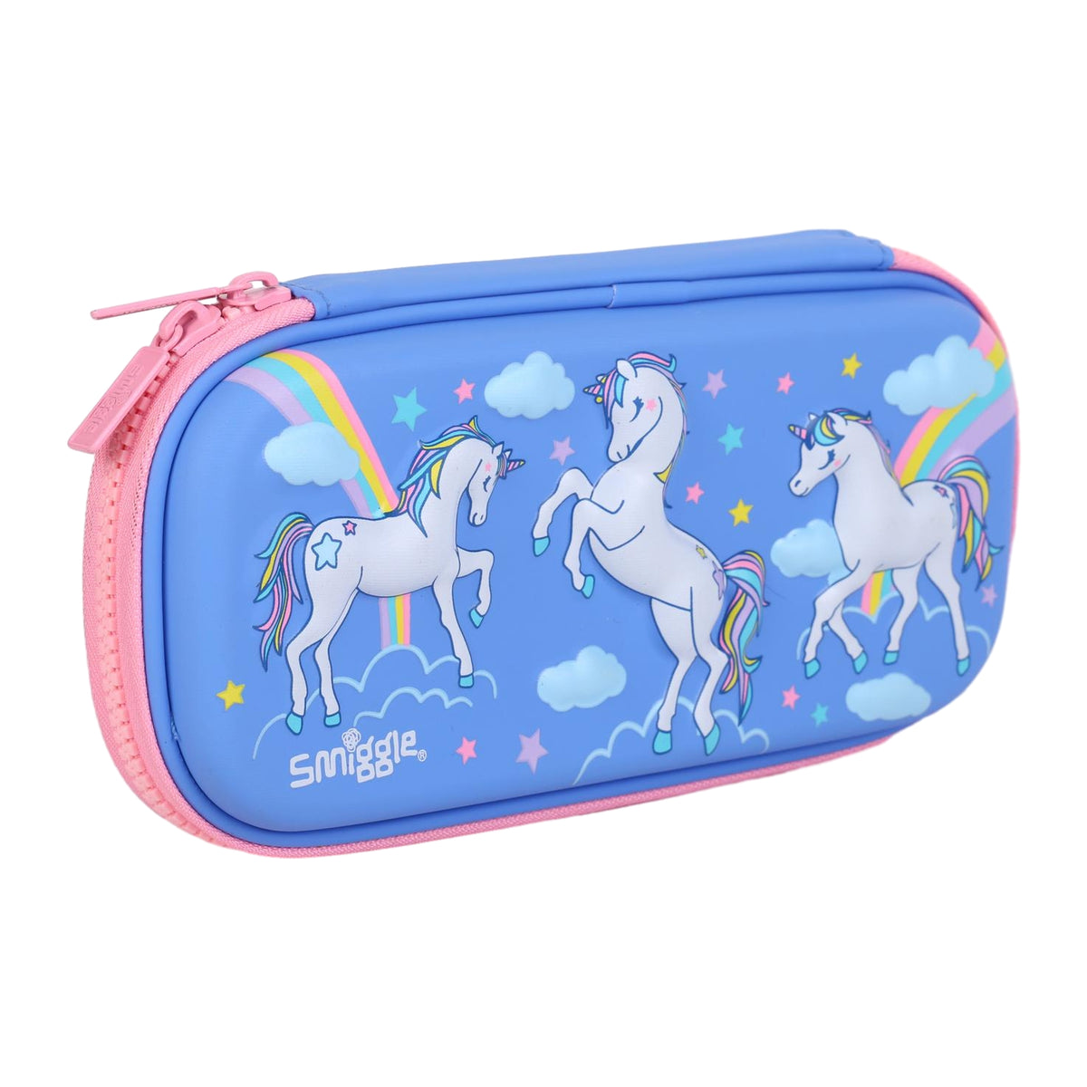 Smiggle Compact Hardtop Pencil Case for Kids - Unicorn Blue