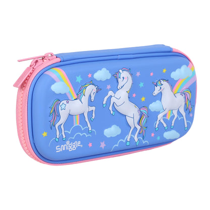 Smiggle Compact Hardtop Pencil Case for Kids - Unicorn Blue