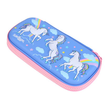Smiggle Compact Hardtop Pencil Case for Kids - Unicorn Blue