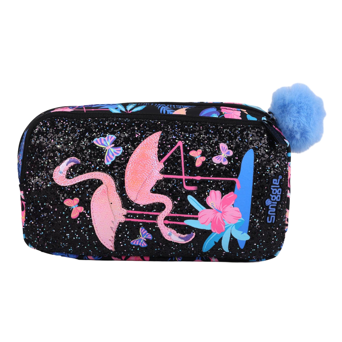 Smiggle Kids Pencil Pouch - BLACK FLAMINGO