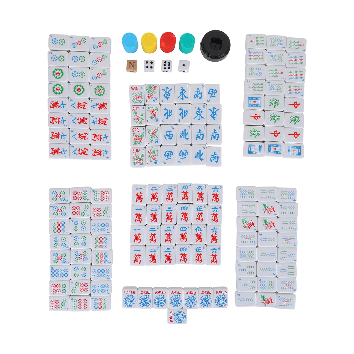 Mah Jong Classic Board Game Set – 152 Tiles with Jokers, Dice, Wind Indicator & Score Chips
