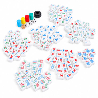 Mah Jong Classic Board Game Set – 152 Tiles with Jokers, Dice, Wind Indicator & Score Chips