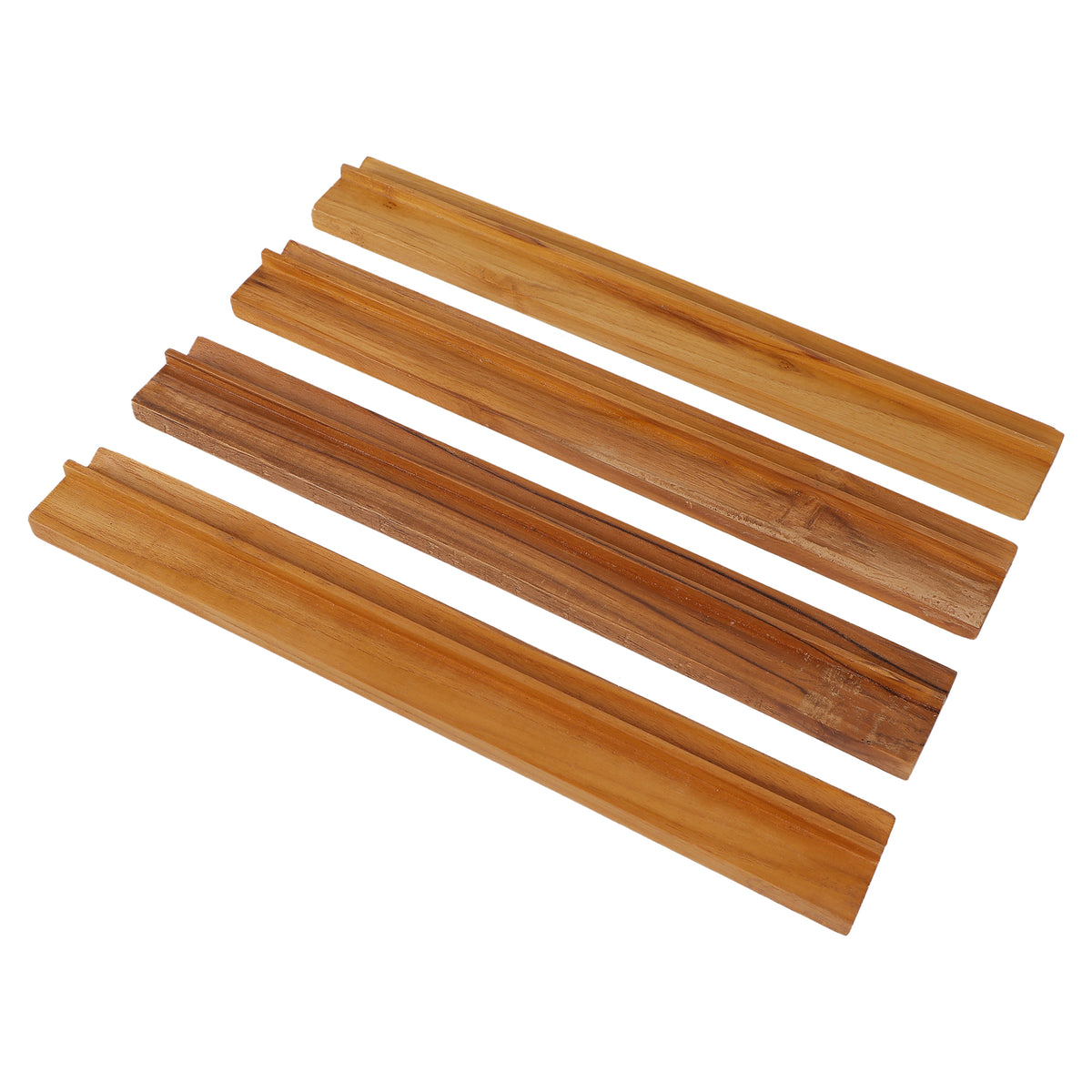 Wooden Mahjong Tile Racks – Set of 4 Natural Wood Tile Holders for Mah Jong