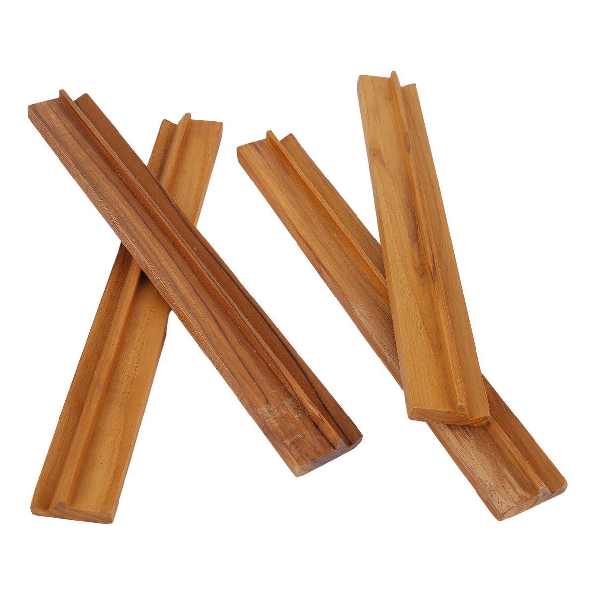 Wooden Mahjong Tile Racks – Set of 4 Natural Wood Tile Holders for Mah Jong