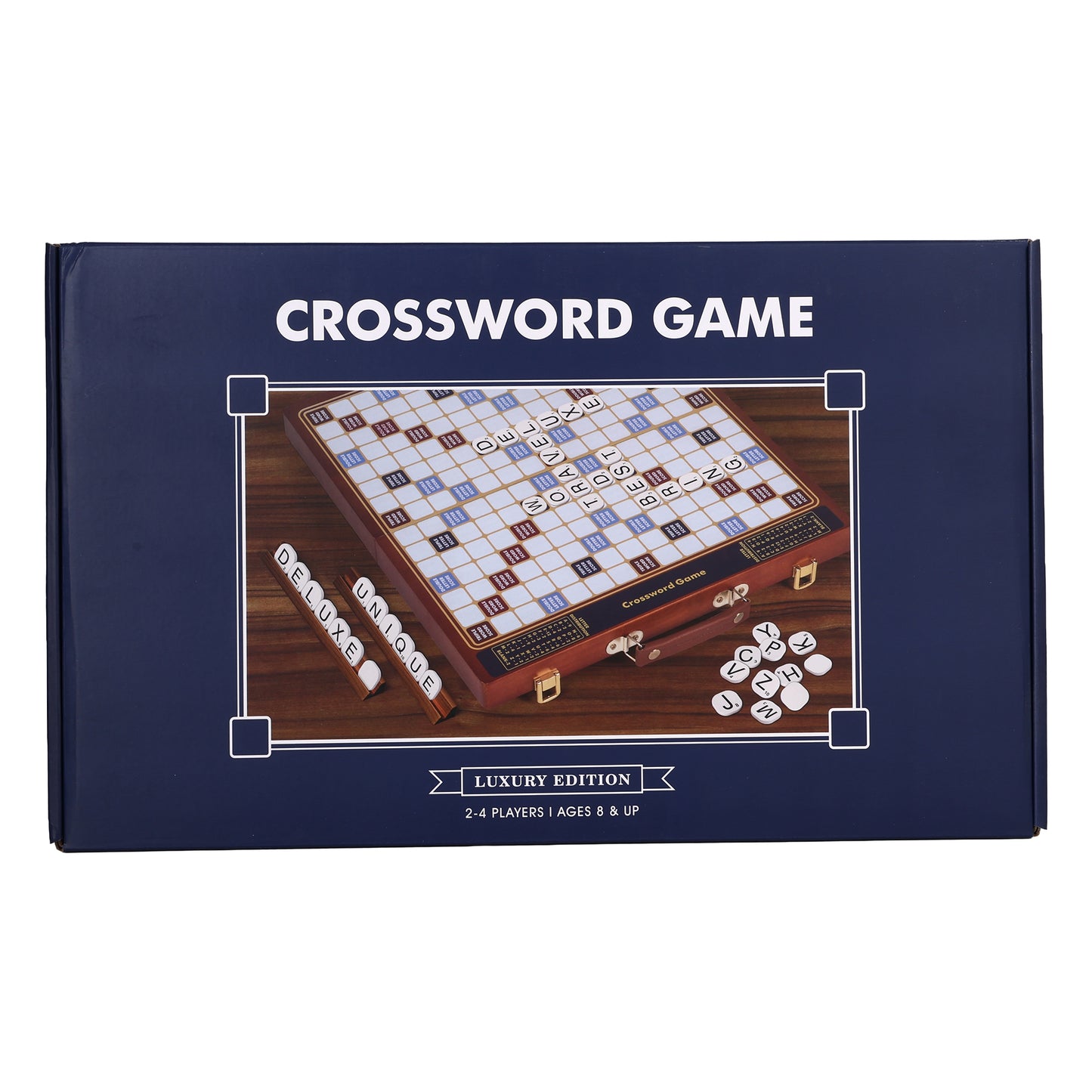 Crossword Word-Building Board Game – Wooden Foldable Case with Rotating Wheels, Luxury Edition