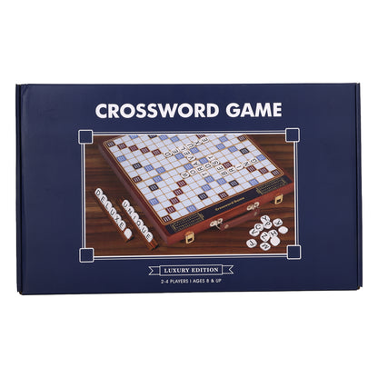 Crossword Word-Building Board Game – Wooden Foldable Case with Rotating Wheels, Luxury Edition