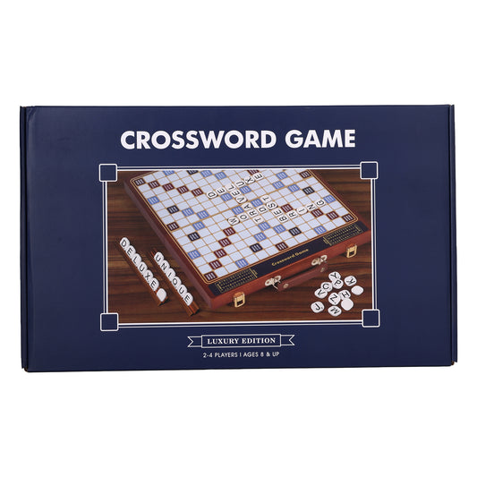 Crossword Word-Building Board Game – Wooden Foldable Case with Rotating Wheels, Luxury Edition