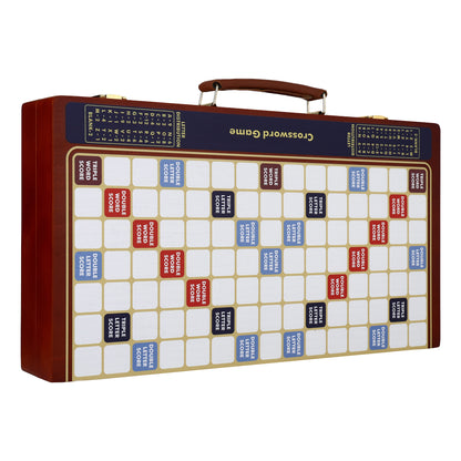 Crossword Word-Building Board Game – Wooden Foldable Case with Rotating Wheels, Luxury Edition