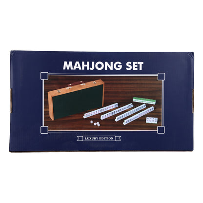 Traditional Mahjong Set – Wooden Foldable Mini Table Case | Luxury Edition Complete Game with Tiles, Dice & Pushers