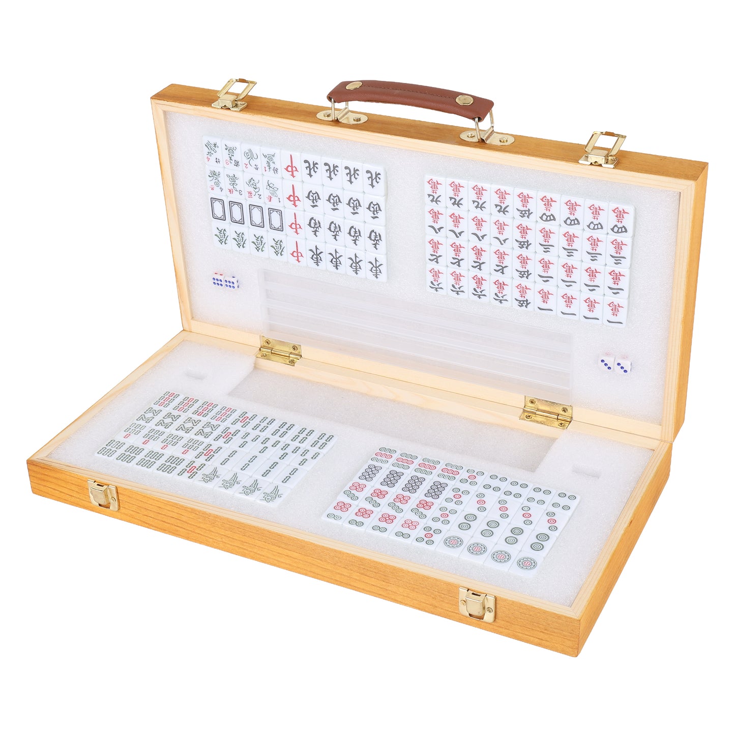 Traditional Mahjong Set – Wooden Foldable Mini Table Case | Luxury Edition Complete Game with Tiles, Dice & Pushers