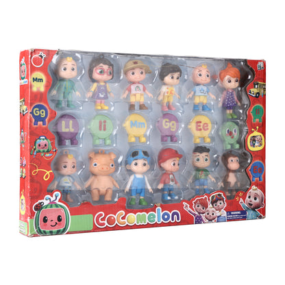 Cocomelon 18-Piece Mini Collectible Figure Set | JJ, Family, Friends, Animal & Alphabet Character Toys for Kids