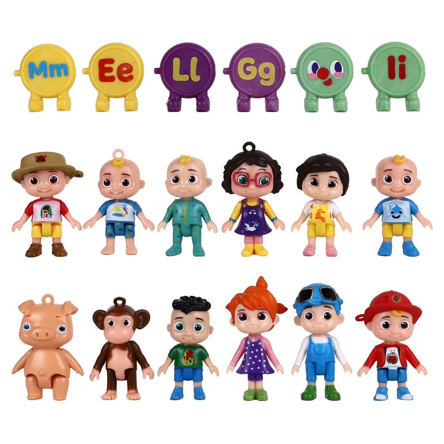 Cocomelon 18-Piece Mini Collectible Figure Set | JJ, Family, Friends, Animal & Alphabet Character Toys for Kids