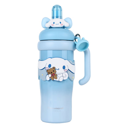 Cinnamoroll Stainless Steel Tumbler with Straw, 960ml Insulated Water Bottle with Handle