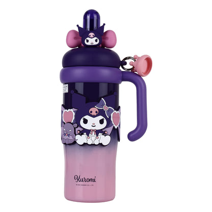 Kuromi Stainless Steel Tumbler with Straw, 960ml Insulated Water Bottle with Handle