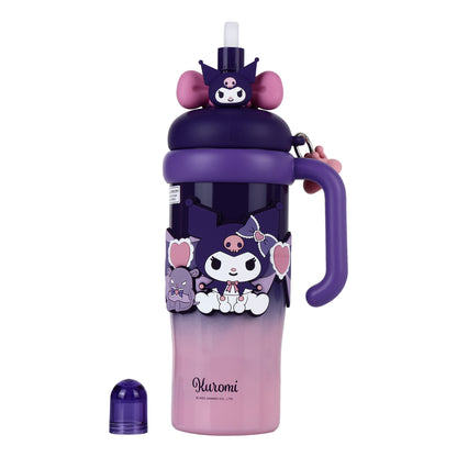Kuromi Stainless Steel Tumbler with Straw, 960ml Insulated Water Bottle with Handle