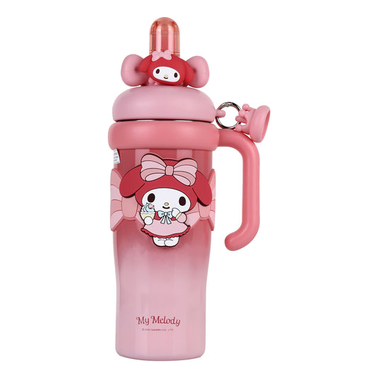My Melody Stainless Steel Tumbler with Straw, 960ml Insulated Water Bottle with Handle