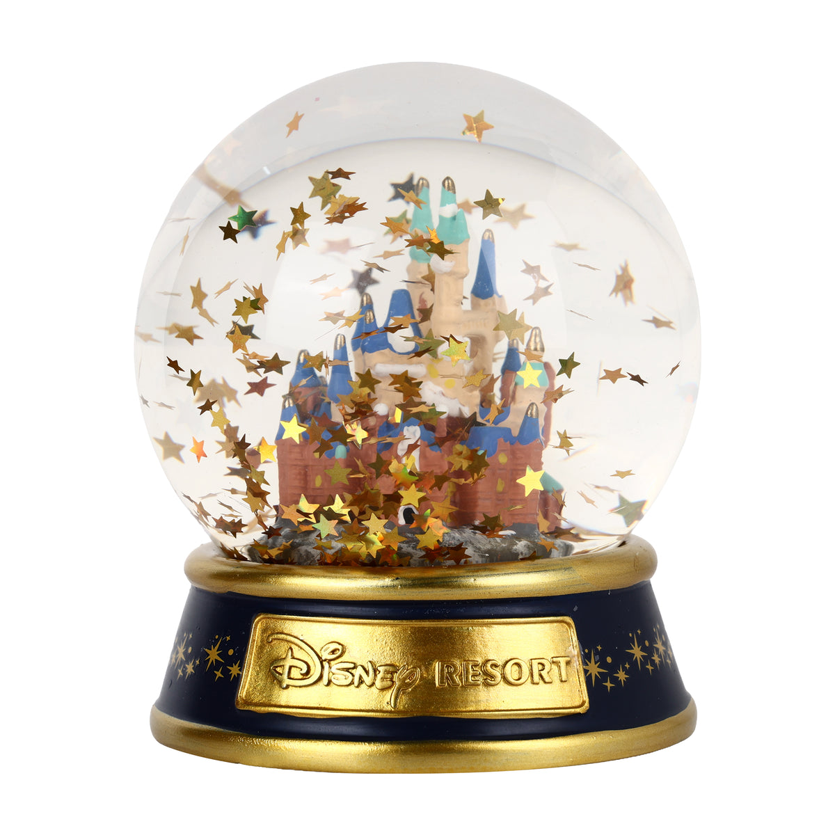 Disney Castle Snow Globe with Golden Star Confetti