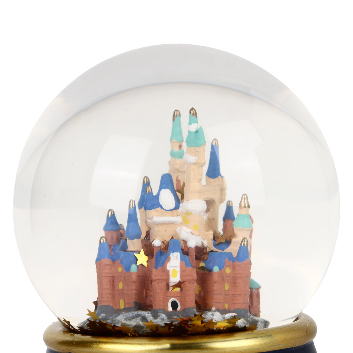 Disney Castle Snow Globe with Golden Star Confetti